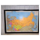 LARGE Framed Rand McNally USSR Wall Map 66ï¿½ï¿½ï¿½45ï¿½ï¿½