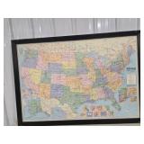 Framed 53"ï¿½37.5" Colorprint Map of United States
