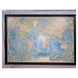 Framed 1975 National Geographic World Map