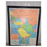 LARGE Framed Rand McNally Middle East Map