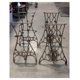 Two Cast Iron Treadle Sewing Machine Bases