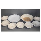 Emile Henry Pie Dish and Eight Dessert Bowls