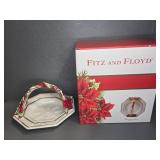 Fitz and Floyd Poinsettia Santa Basket