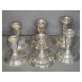 Six Sterling Silver Candlesticks