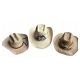 (3) Straw Cowboy Hats Stetson Baily Assortment
