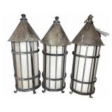 Three Metal Outdoor Lanterns