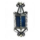 Wrought Iron and Glass Hanging Lantern