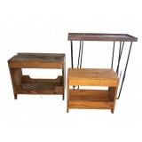 Three-Piece Wooden Table and Bench Set
