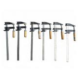 (6) Bar Clamps Steel Bars & Wood Handles