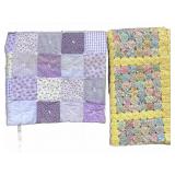 Yellow Blanket and Purple Crib Comforter Set