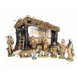 Italian Nativity Scene with Figures and Stable