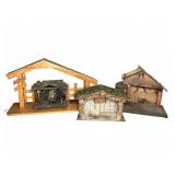 Three Wooden Nativity Stables