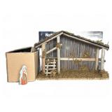 Nativity Set with Real Wood Stable and 11 Ceramic