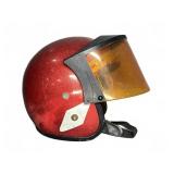 Red Fiberglass Helmet with Amber Visor