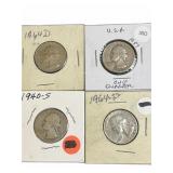 4 U.S. Washington Quarters (1940-1964)