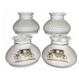 4 White Glass Lamp Shades