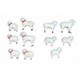 11 Japanese Flocked Lamb Figurines