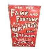 A.K. Walch Cigars Tin Advertising Sign