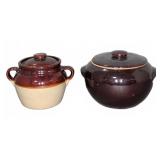 Two Lidded Stoneware Crocks