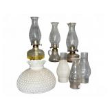 Glass Oil Lamps and Shade