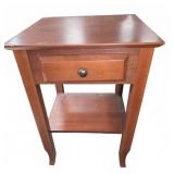 Wood Side Table with Drawer and Shelf