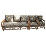 Rattan Couch and Chair Set with Cushions