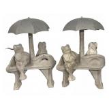 Pair Concrete Frog Benches