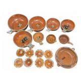 Mexican Hand-Painted Terracotta Pottery Set