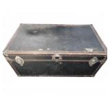 Vintage Black Metal Steamer Trunk