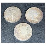 (3) US Silver Half Dollars (X3)