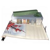 Perfume Bottles and Asian Scroll Art Lot