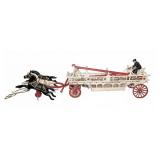Cast Iron Horse-Drawn Fire Wagon Toy