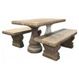 Concrete Table with Two Benches