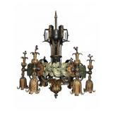 Iron Painted Floral Chandelier, 24' Tall