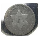 1851 US Silver Three Cent Coin