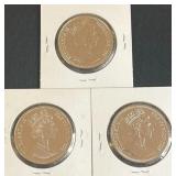 3 Canada Silver Dollars, 1995, 1996, 1998