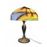 Reverse Painted Shade Lamp, 22'' Tall