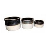3 Stoneware Crocks, Graduated Sizes