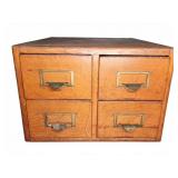 Four-Drawer Wooden Card Catalog File Cabinet
