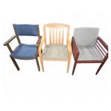 Three Mixed Wood Office Chairs