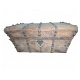 Antique Wood and Metal Steamer Trunk