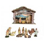 Painted Nativity Set with Stable