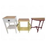 Three Painted Wood Side Tables