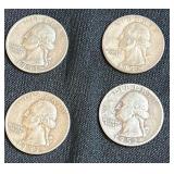 (4) Silver Washington Quarters
