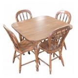 Wooden Drop Leaf Table with 4 Chairs Set