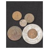 1835 LARGE CENT, 3 CENT NICKEL, 3 PENNIES