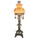 Electric Table Lamp with Painted Glass Shade