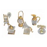 6 Crystal and Gold-Tone Miniatures