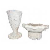 Concrete Urn and Birdbath Set