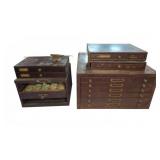 Vintage Crystal and Jewelers Parts Cabinet Set